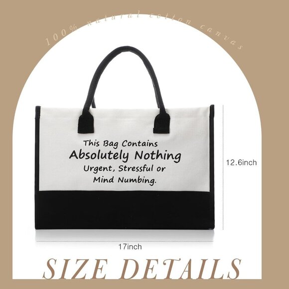 Brand New Canvas Tote Black Compact Stylish - Picture 6 of 6